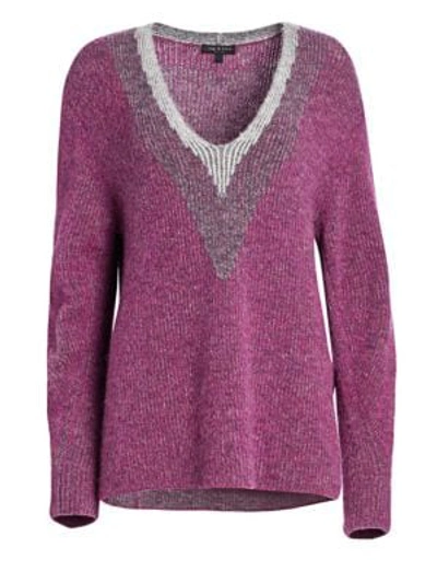 Shop Rag & Bone Joanie V-neck Sweater In Magenta