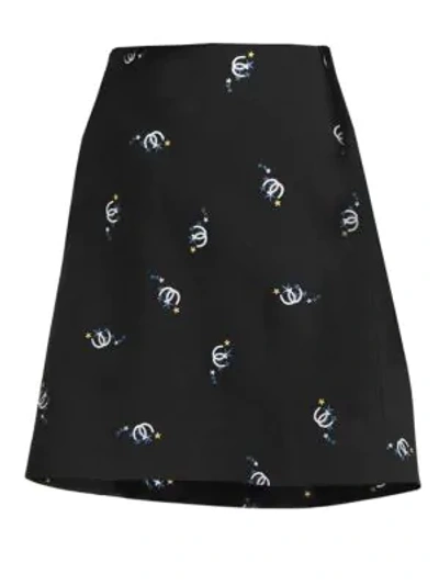 Shop Maje Embroidered Short Skirt In Black