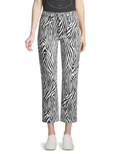 Shop Frame Le High Straight-leg Zebra Jeans In Black Multi