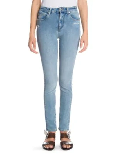 Shop Off-white Stretch Skinny Jeans In Blue