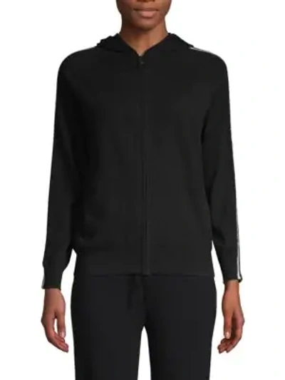 Shop Tse X Sfa Cashmere Chain Stripe Hooded Track Jacket In Black