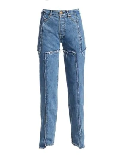 Shop Vetements Deconstructed Frayed Jeans In Blue