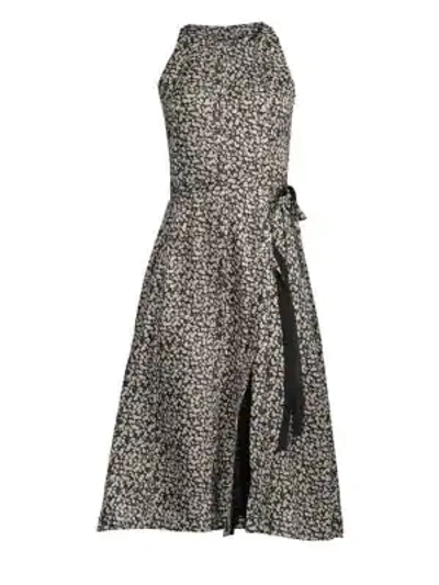 Shop Derek Lam Sleeveless Asymmetric Floral Dress In Black Multi