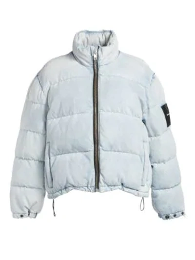 Shop Alexander Wang Denim Puffer Jacket In Bleach