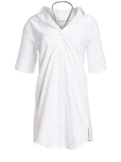 Shop Alexander Wang Wide Open Neck Shirt Dress In White