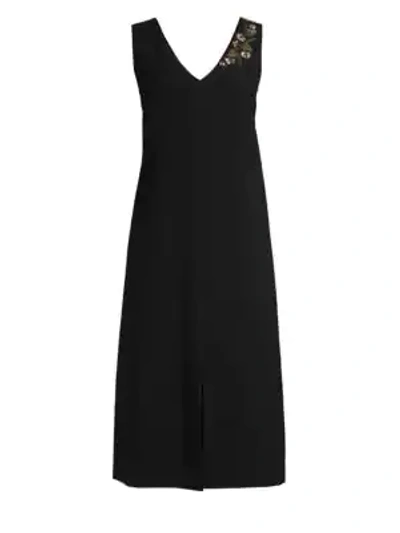 Shop Lafayette 148 Dante Embellished Midi Dress In Black