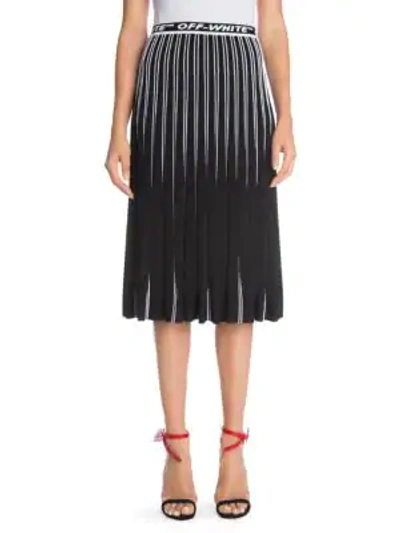 Shop Off-white Knit Plissé Pleated Skirt In Black