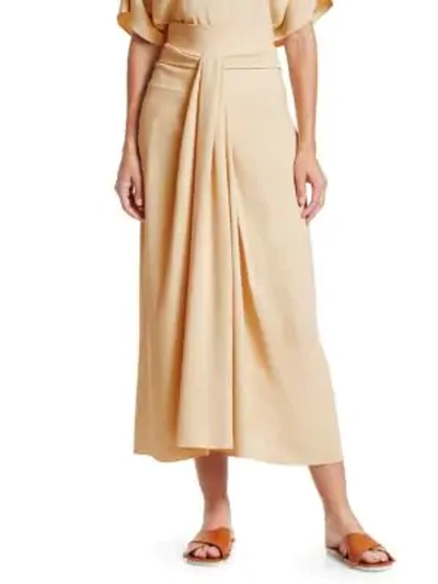 Shop The Row Alina Tie-waist A-line Midi Skirt In Butter