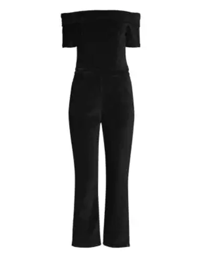 Shop 3x1 Velvet Off-the-shoulder Jumpsuit In True Black