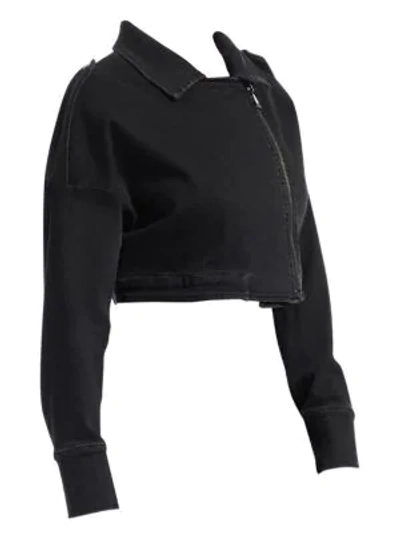 Shop Ashley Graham X Marina Rinaldi Crop Biker Jacket In Black