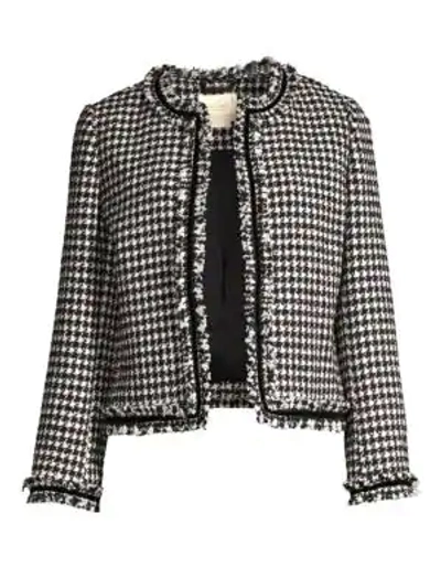 Shop Kate Spade Dashing Beauty Houndstooth Tweed Jacket In Black Cream