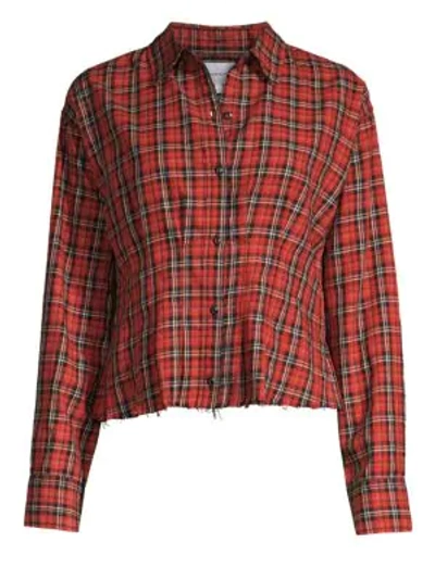 Shop Current Elliott Tella Tartan Button-down Shirt In Red Tartan