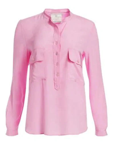 Shop Stella Mccartney Long Sleeve Half Button-down Blouse In Rose