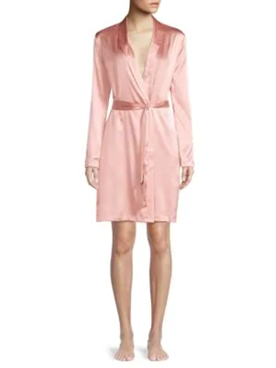 Shop La Perla Short Silk-blend Robe In Pink