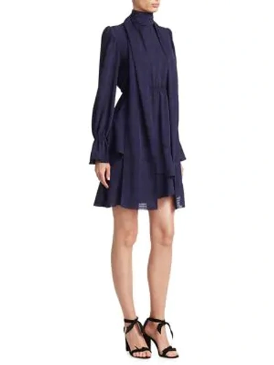 Shop See By Chloé Asymmetrical Ruffle Dress In Evening Blue