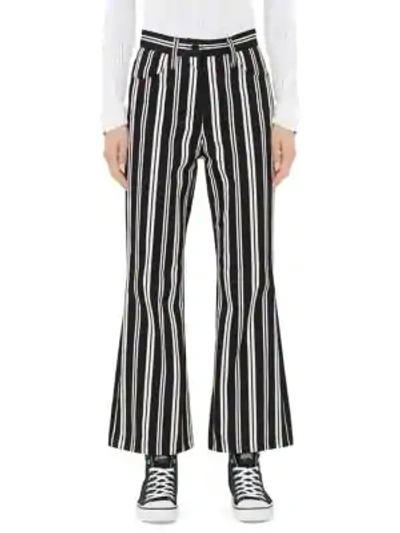 Shop Marc Jacobs Redux Grunge Stripe Stretch Cotton Trousers In Black Ivory
