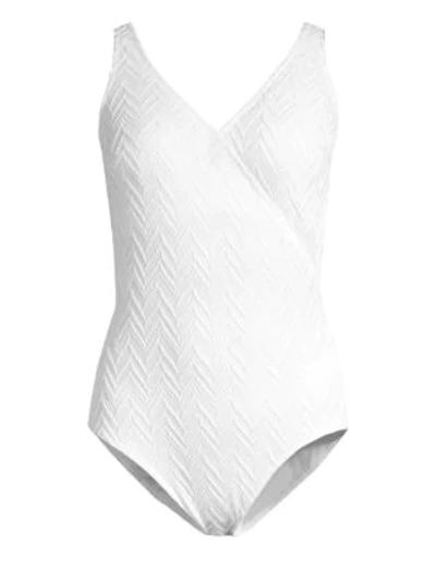 Shop Gottex Swim Surplice Textured One-piece In White