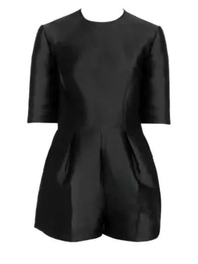 Shop Stella Mccartney Silk Satin Tailored Romper In Black