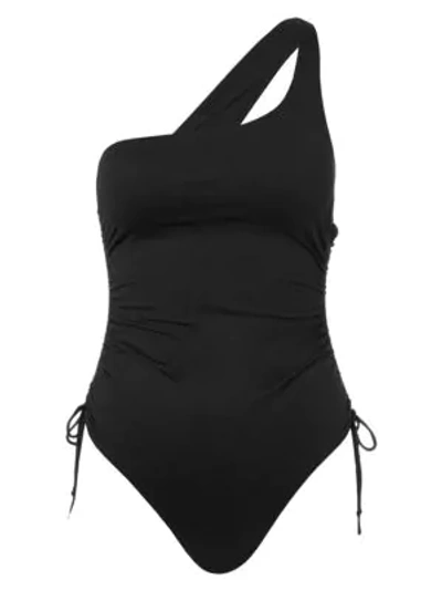 Shop Melissa Odabash Polynesia One-shoulder One-piece Swimsuit In Black