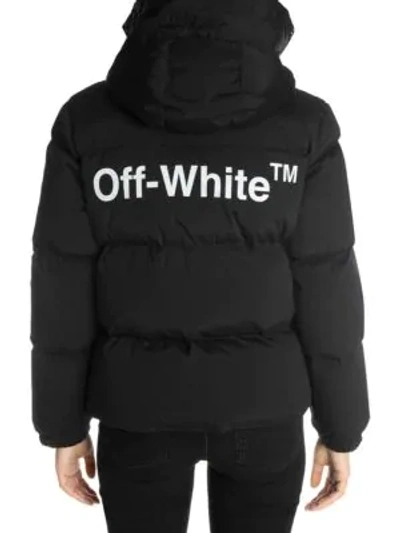 Shop Off-white Logo Down Jacket In Black White