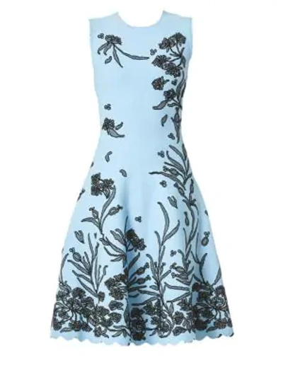 Shop Carolina Herrera Floral A-line Knit Dress In Mira Mar Multi