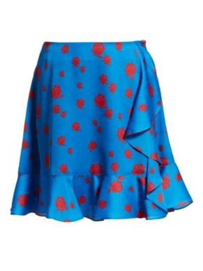 Shop Kenzo Ruffle A-line Skirt In Cobalt