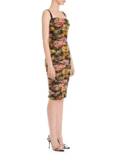 Shop Dolce & Gabbana Sleveless Tulle Floral Dress In Multi