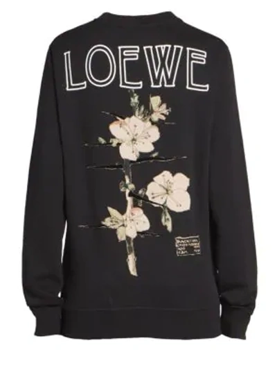 Shop Loewe Cotton Botanical Sweatshirt In Black