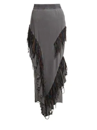 Shop Alchemist Anna Fringe Midi Skirt In Faded Black