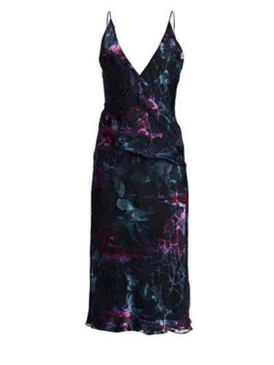 Shop Cushnie Et Ochs Silk Wrap Midi Dress In Melted Floral