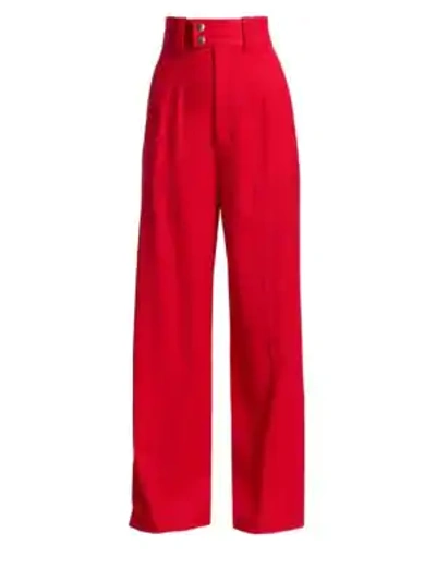 Shop Proenza Schouler Wide-leg Stretch Wool Pants In Cherry