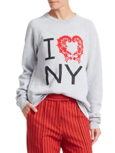 Shop Rosie Assoulin Flock I Love Ny Oversized Sweatshirt In Grey