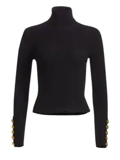 Shop A.l.c Desi Button-accent Turtleneck Sweater In Black