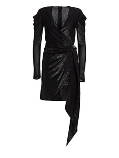 Shop Jonathan Simkhai Asymmetric Knit Wrap Dress In Black