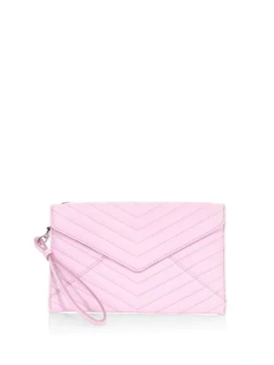 Shop Rebecca Minkoff Leo Quilted Leather Envelope Clutch In Light Orchid