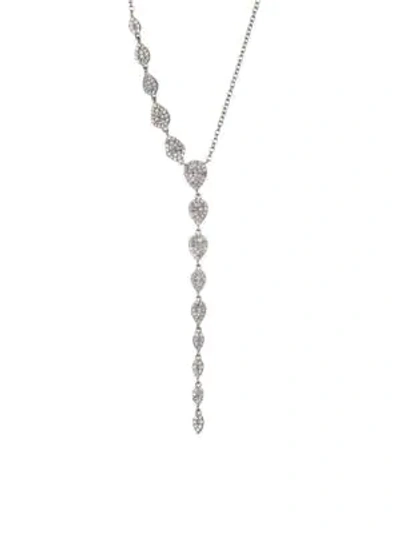 Shop Nina Gilin Women's Diamond Asymmetrical Y-necklace In Silver