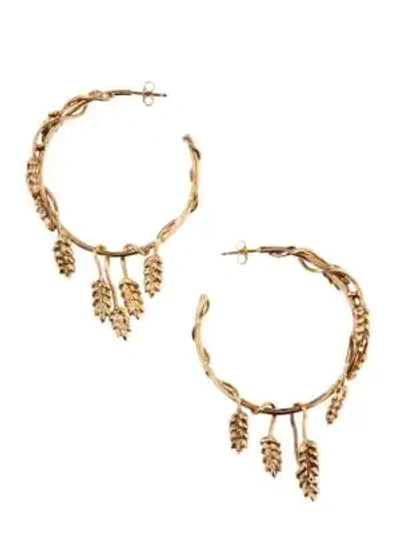 Shop Aurelie Bidermann Wheat 18k Gold-plated Hoop Earrings