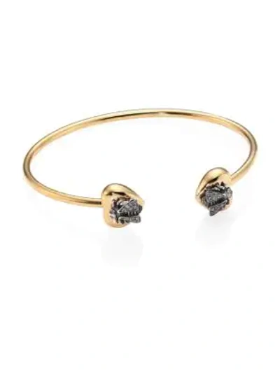 Shop Gucci Le Marché Des Merveilles Grey Diamond & 18k Yellow Gold Bangle Bracelet