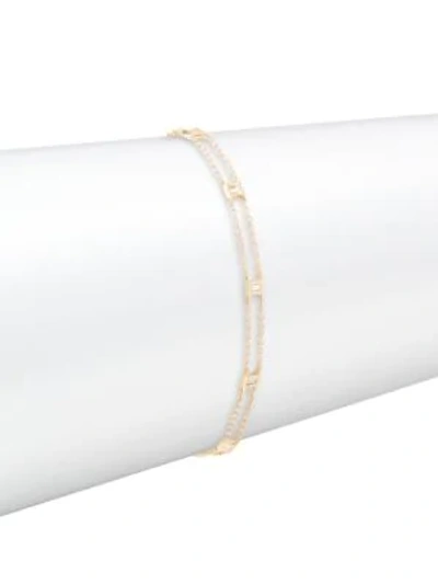 Shop Ef Collection Lucky 7 Diamond Baguette Chain Bracelet In Yellow Gold