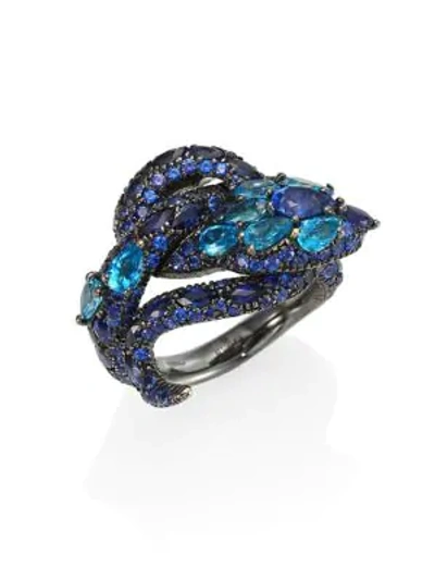 Shop Gucci Le Marché Des Merveilles Blue Topaz, Sapphire & 18k White Gold Ring