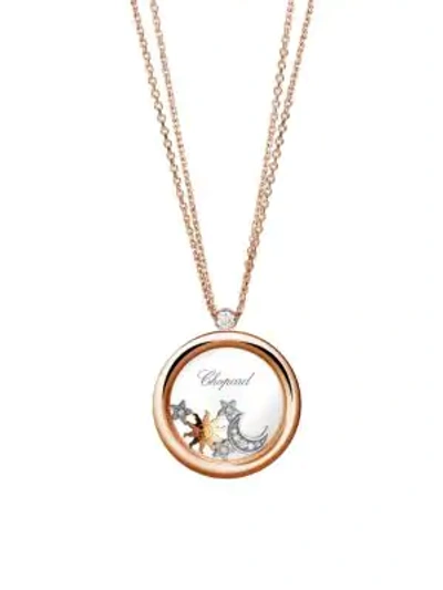 Shop Chopard Happy Diamonds 18k Rose Gold & Diamond Pendant Necklace