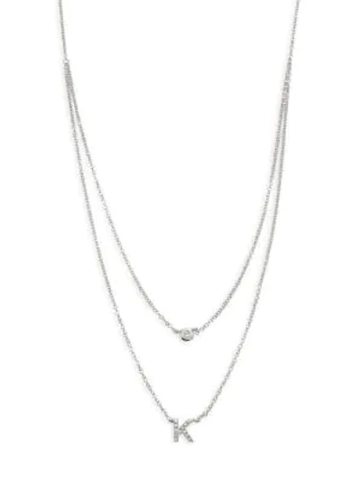 Shop Ef Collection Diamond Bezel & Initial Pendant Necklace In Initial K