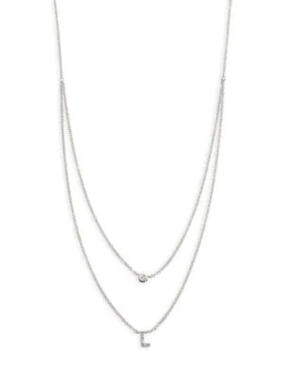 Shop Ef Collection Diamond Bezel & Initial Pendant Necklace In Initial L