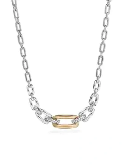 Shop David Yurman Women's Wellesley Link Short Necklace With 18k Yellow Gold In Silver