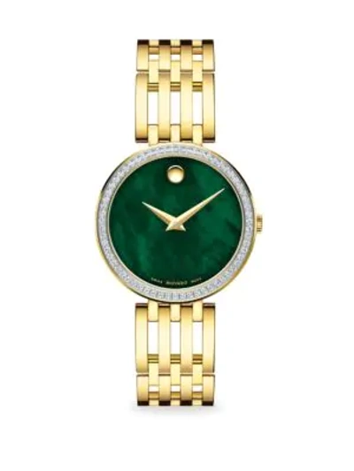 Shop Movado Women's Goldplated, Diamond & Mother-of-pearl Bracelet Watch In Green Gold