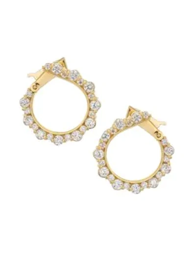 Shop Plevé Women's Integre 18k Yellow Gold & Diamond Forward-facing Hoop Earrings