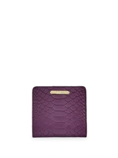 Shop Gigi New York Mini Embossed Python Folding Wallet In Purple