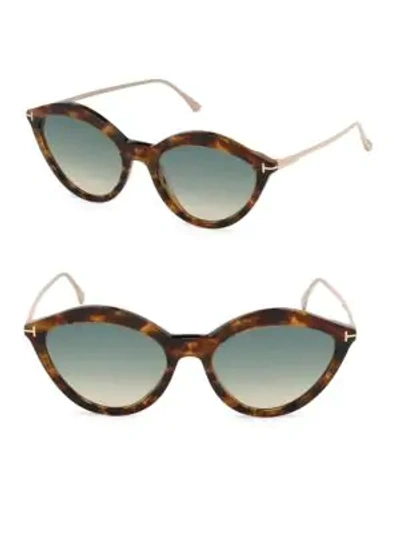 Shop Tom Ford Women's Chloe 57mm Oval Sunglasses In Brown Tortoise