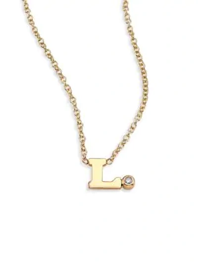Shop Zoë Chicco Diamond & 14k Yellow Gold Initial Pendant Necklace In Initial L