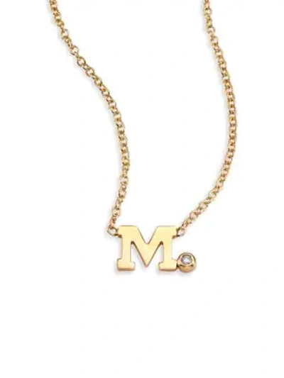 Shop Zoë Chicco Diamond & 14k Yellow Gold Initial Pendant Necklace In Initial M